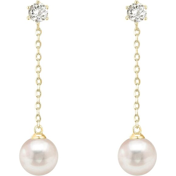 Elegant Pearl Drop Earrings with 14K Gold Finish - Perfect for Special Occasions - Picture 3 of 5